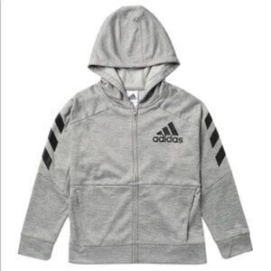 Adidas Melange Zip Up Hoodie in Heathered Grey